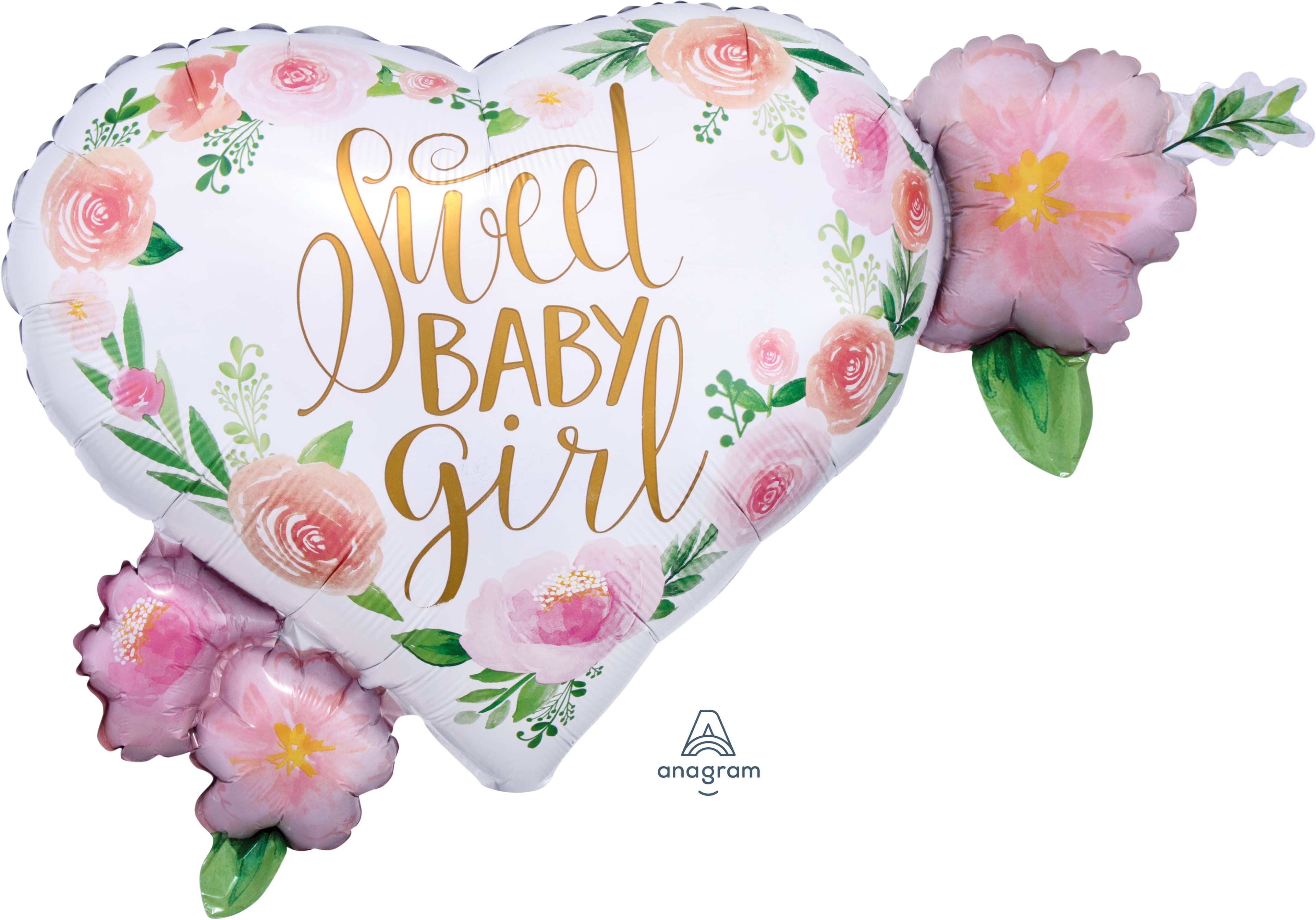 32" Sweet baby Girl Large Rose Balloon