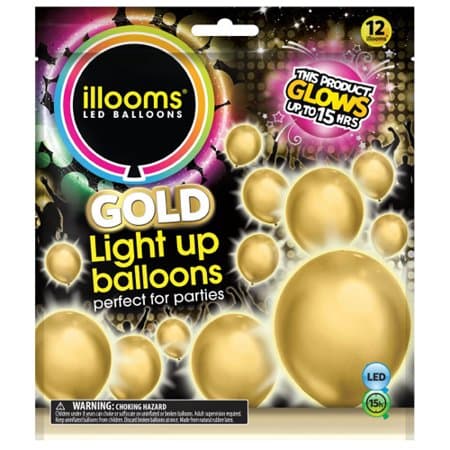 12CT 9IN GLD LED BLLN L/U